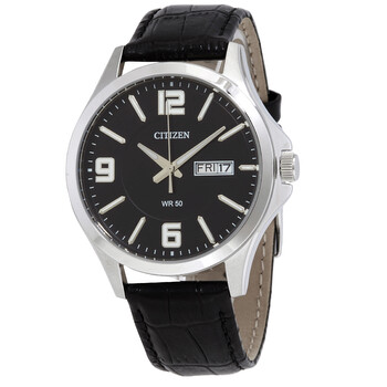 Quartz Black Dial Black Leather Watch BF200104E
