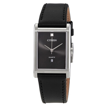 Quartz Black Dial Black Leather Watch BH300114H