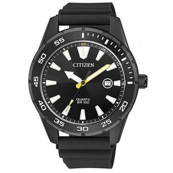 Quartz Black Dial Black Rubber Watch BI104513E