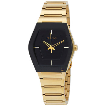 Quartz Black Dial Goldtone Watch 97A164