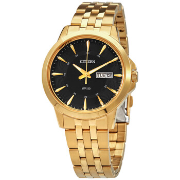 Quartz Black Dial Goldtone Watch BF201356E
