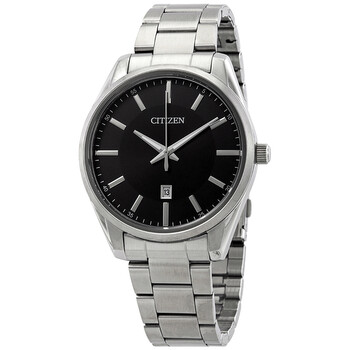 Quartz Black Dial Stainless Steel Watch BI103053E