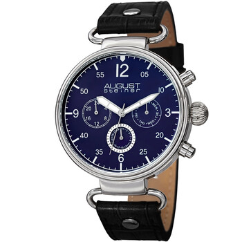 Quartz Blue Dial Black Leather Watch AS8131BKBU