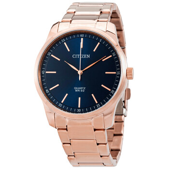 Quartz Blue Dial Rose Goldtone Watch BH500351L