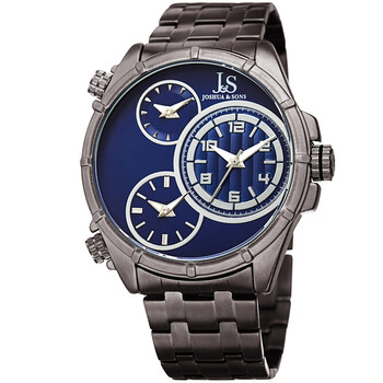 Quartz Blue Triple Time Zone Dial Watch JX128GNBU