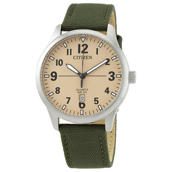 Quartz Champagne Dial Green Nylon Watch BI105005X
