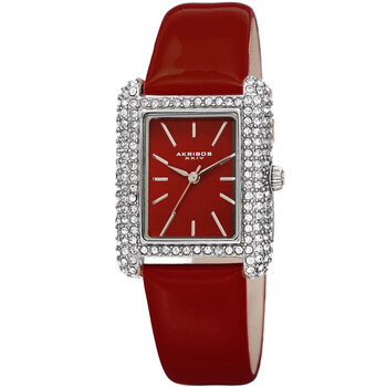 Quartz Crystal Red Dial Red Leather Watch AK1068RD