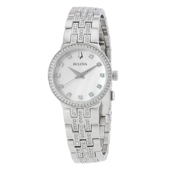 Quartz Crystal White Mother of Pearl Dial Watch and Necklace Set 96X163
