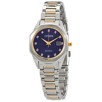 Quartz Diamond Blue Dial Twotone Watch EW258453L