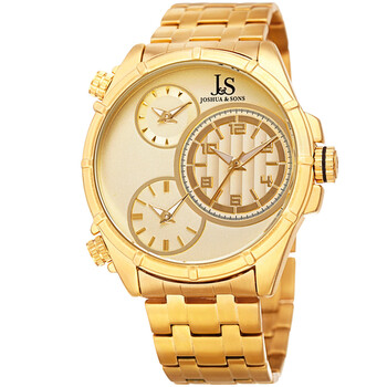 Quartz Gold Triple Time Dial Watch JX128YG