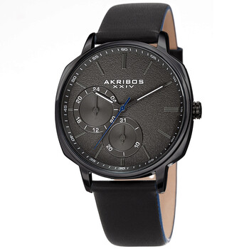 Quartz Grey Dial Black Leather Watch AK1022BK