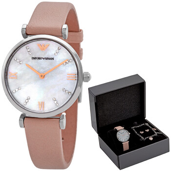 Quartz Mother of Pearl Dial Watch and Jewelry Set  AR8039