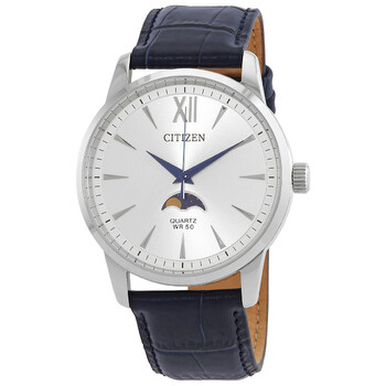 Quartz Silver Dial Blue Leather Watch AK500003A