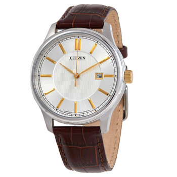 Quartz Silver Dial Brown Leather Watch BI105404A