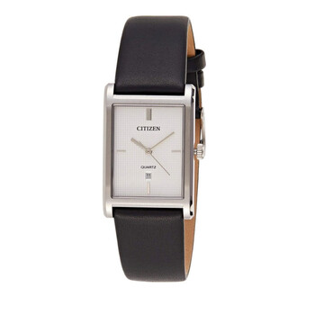 Quartz White Dial Black Leather Watch BH300106A