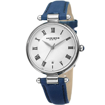Quartz White Dial Blue Leather Watch AK1070BU