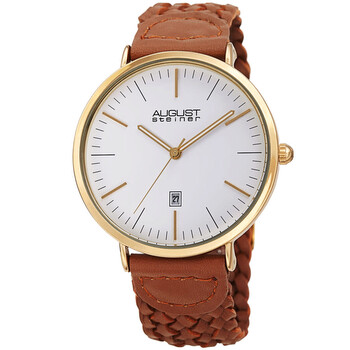 Quartz White Dial Tan Leather Watch AS8293TN