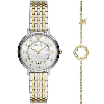 Quartz White Mother of Pearl Dial Watch and Bracelet Set AR80049