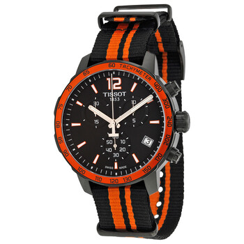Quickster Chronograph Black Dial Black and Orange Synthetic Nylon Sports Watch T0954173705700