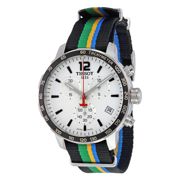 Quickster White Dial Striped Nylon Watch T0954171703702