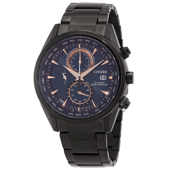 RadioControlled World Time Chronograph Blue Dial Watch AT826557L