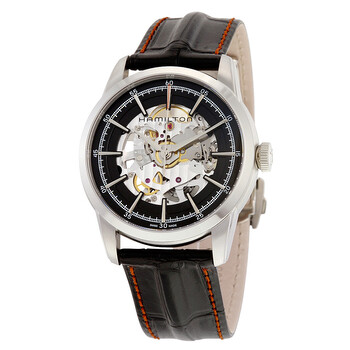 Railroad Automatic Black Skeleton Dial Watch H40655731