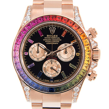 Rainbow Sapphire Daytona Chronograph  Automatic Chronometer Diamond Black Dial Watch 116595 RBOW0001