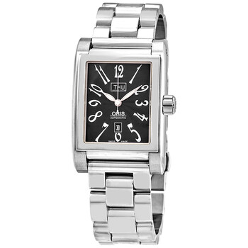 Rectangular Day Date Automatic Black Dial Watch 01 585 7525 406407 8 20