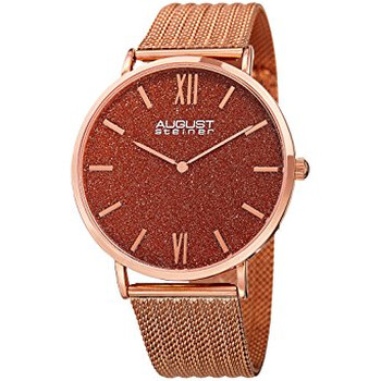Red Sandstone Dial Rose Goldtone Mesh Watch AS8218RG