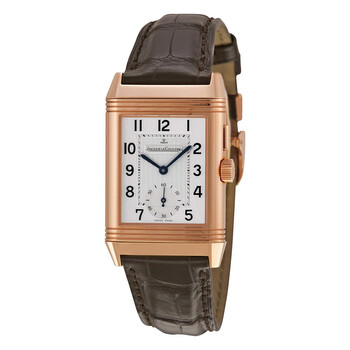 Reverso Duo Silver Dial 18kt Rose Gold Brown Leather Q2712410