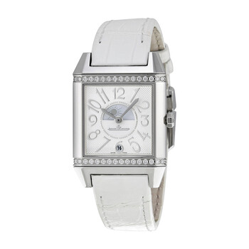 Reverso Lady Squadra Silver Dial Stainless Steel White Leather Watch Q7058420