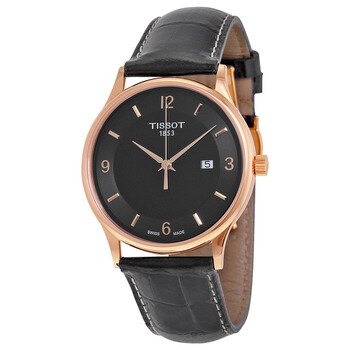 Rose Dream Quartz Black Dial Black Leather Watch T914.410.46.057.00