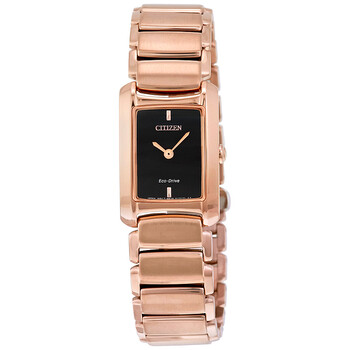 Rose Goldtone Case Black Dial EcoDrive Watch EG297657W