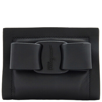 Salvatore Ferragamo Black Viva Bow Credit Card Holder