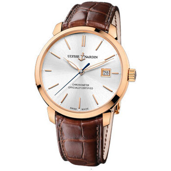 San Marco Classico Silver Dial 18kt Rose Gold Brown Leather Watch