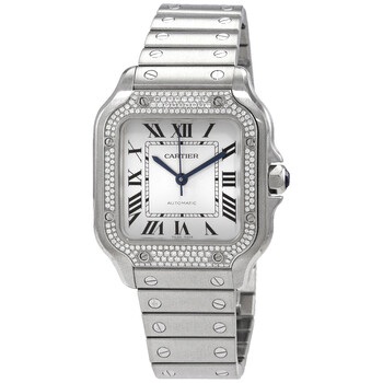 Santos De Cartier Medium Model Automatic Diamond Watch W4SA0005