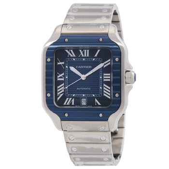 Santos Large Model Blue Striated Dial Automatic Watch WSSA0048