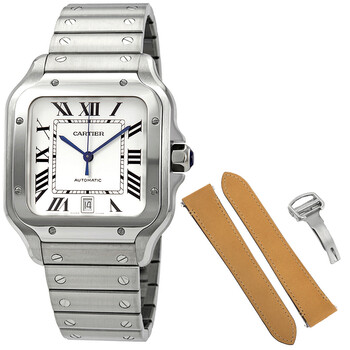 Santos Large Model Silvered Opaline Dial Watch WSSA0018