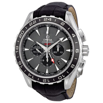 Seamaster Teak Grey Dial GMT Chronograph Black Leather Watch 231.13.44.52.06.001