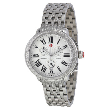 Serein Diamond Silver Dial Chronograph Watch