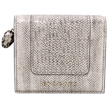 Serpenti Forever Compact Leather Wallet Beige