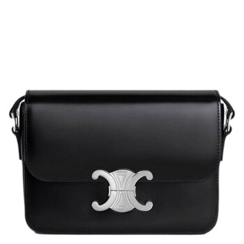 Shiny Calfskin Teen Triomphe Bag In Black