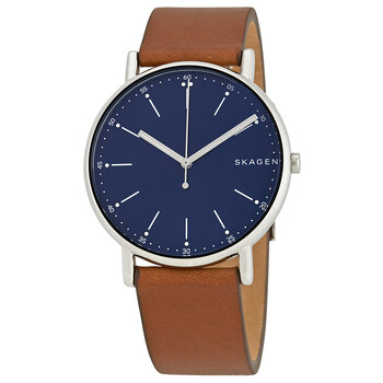 Signature Blue Dial Brown Leather Watch SKW6355