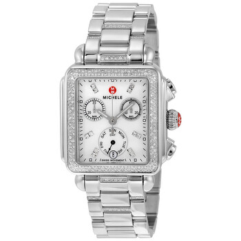 Signature Deco Diamond Chronograph Mother of Pearl Watch MWW06P000103