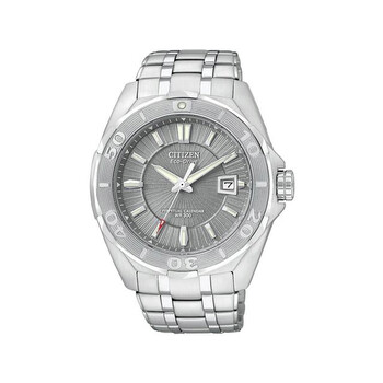 Signature EcoDrive Grey Dial Stainless Steel Watch BL125152H