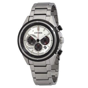 Silver Dial EcoDrive Super Titanium Chronograph Watch CA424155A