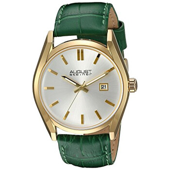 Silver Dial Green Leather Watch AS8221GN