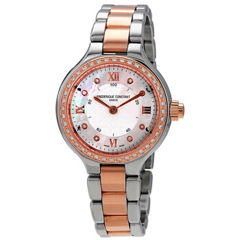 Silver Mother of Pearl Dial Steel and 18k Rose Gold Horological Smartwatch FC281WHD3ERD2B
