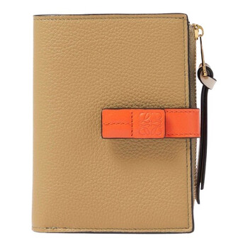 Slim Zip Bifold Compact Wallet  Clay GreenVivid Orange