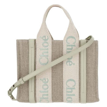 Small Woody Logo Linen Tote Bag
